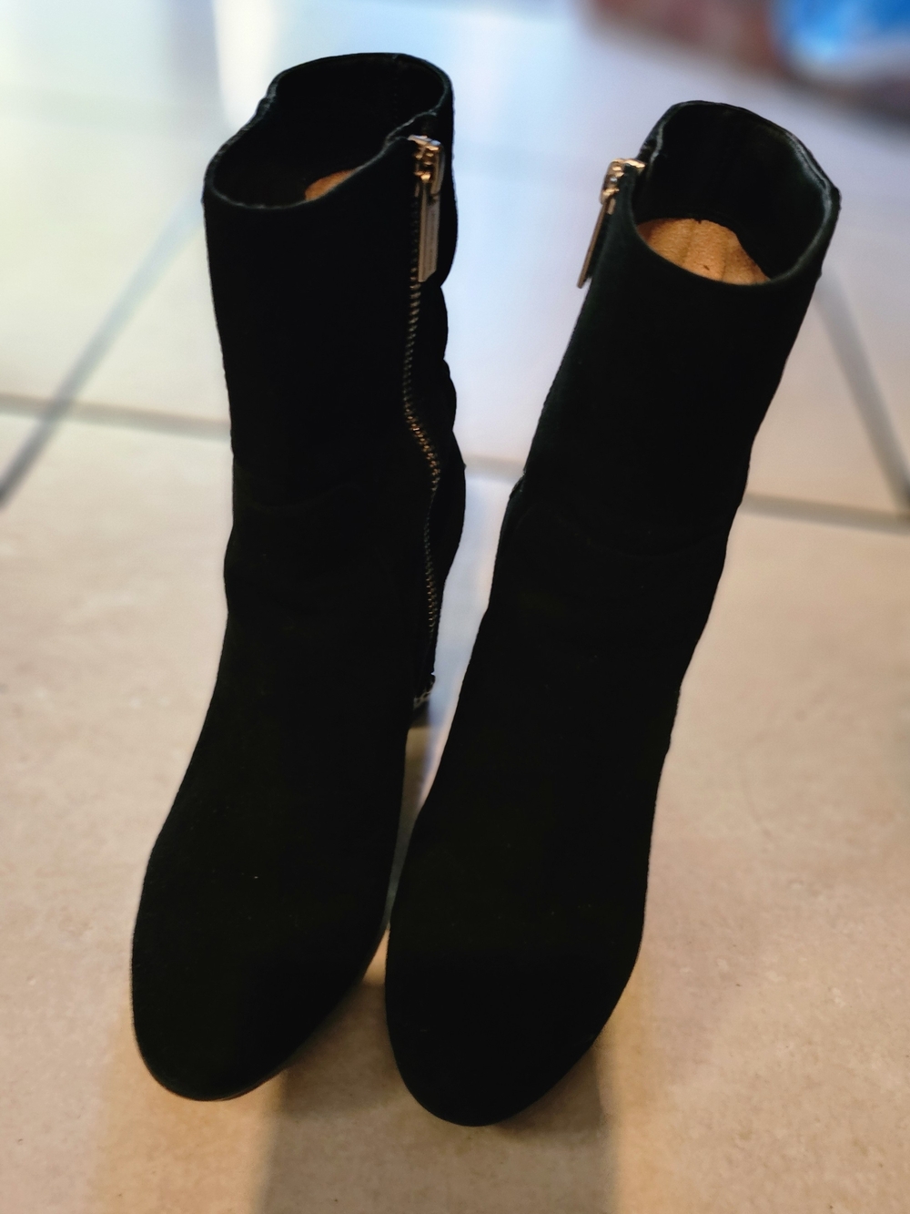 Michael Kors Black Suede Ankle Zip Booties